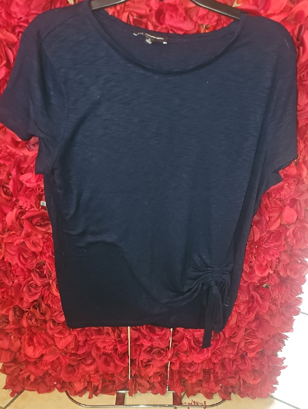 INC International Concepts Navy Short Sleeve Side-Tie Tee Size Xlarge